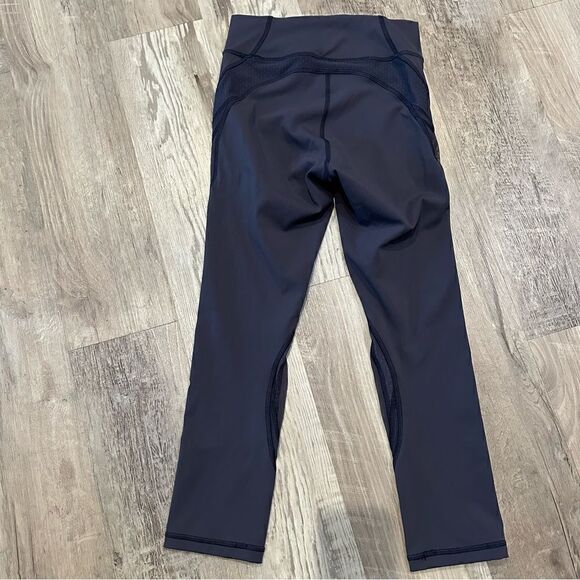 LULULEMON‎ Never Still Crop Leggings Womens Size 4 Run Blue Pockets Mesh - Picture 8 of 11